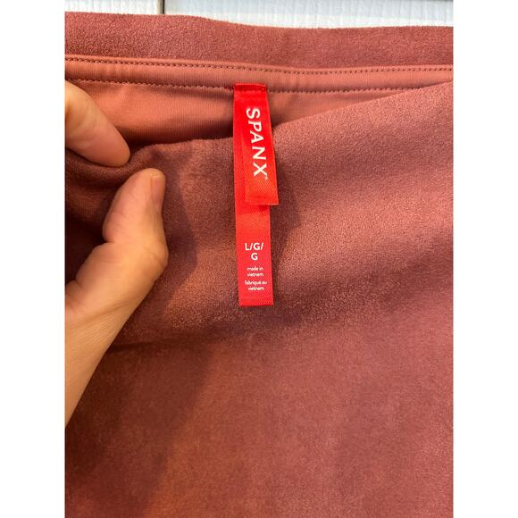 Spanx Faux Suede Leggings Rich Rose Size Large - Picture 5 of 7